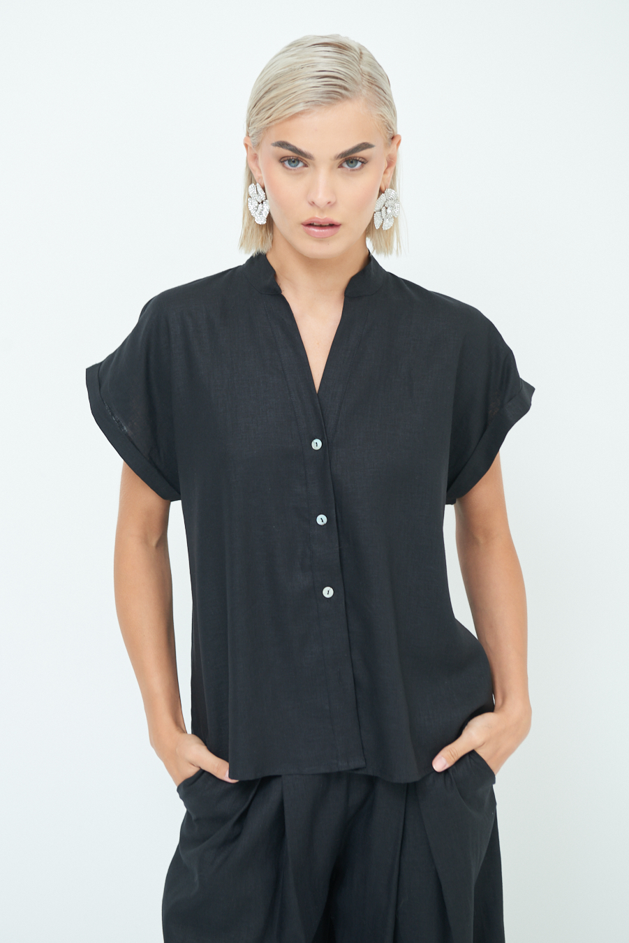 Kikisix CAMICIA MANICA ALETTA NERO