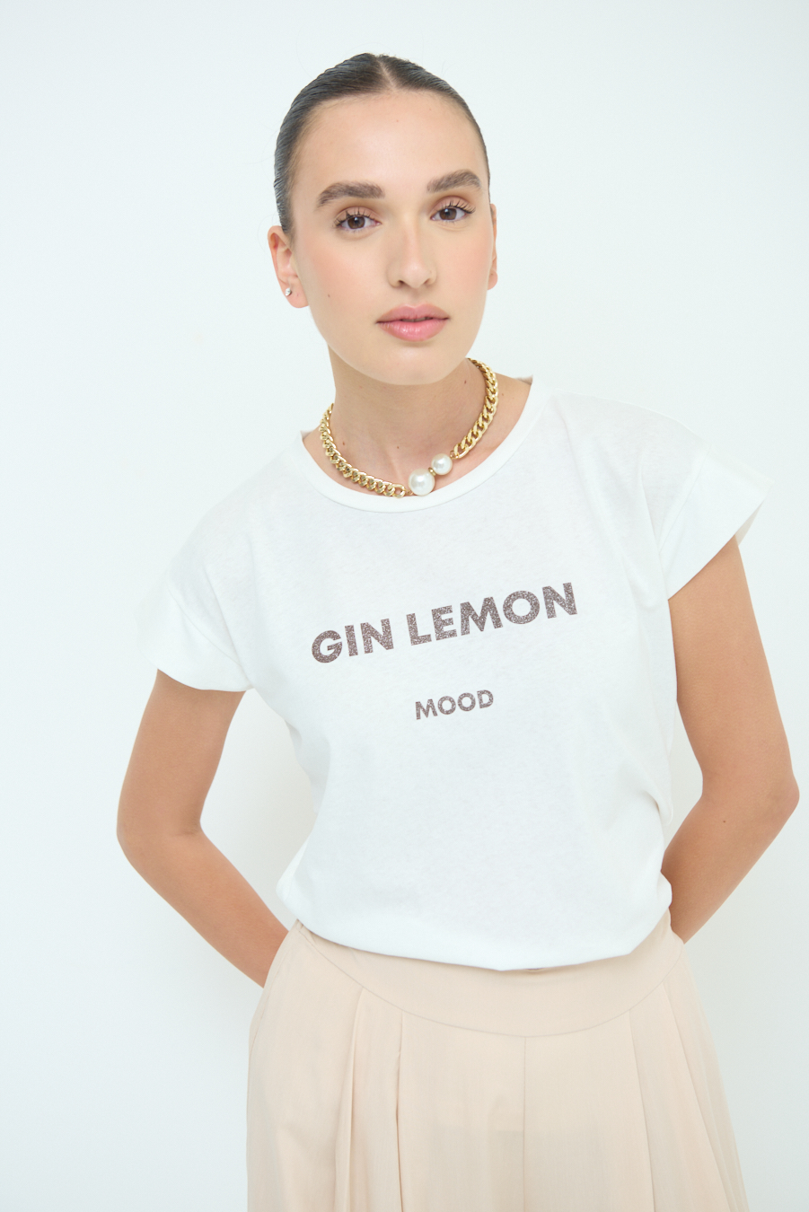 Kikisix T-SHIRT ''GIN LEMON'' CIOCCOLATO