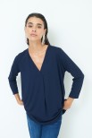 MAGLIA SCOLLO V MANICA 3/4 BLU