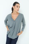 MAGLIA SCOLLO V MANICA 3/4 GRIGIO