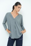 MAGLIA SCOLLO V MANICA 3/4 GRIGIO