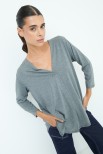 MAGLIA SCOLLO V MANICA 3/4 GRIGIO