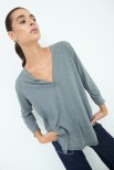 MAGLIA SCOLLO V MANICA 3/4 GRIGIO