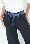 PANTALONE AMPIO CON CINTURA DENIM NERO