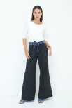 PANTALONE AMPIO CON CINTURA DENIM NERO