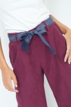 PANTALONE AMPIO CON CINTURA DENIM BORDEAUX