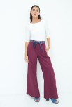 PANTALONE AMPIO CON CINTURA DENIM BORDEAUX