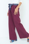 PANTALONE AMPIO CON CINTURA DENIM BORDEAUX