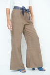 PANTALONE AMPIO CON CINTURA DENIM TAUPE