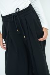 PANTALONE FELPA LARGO CON PIEGA NERO