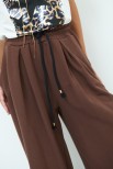 PANTALONE FELPA LARGO CON PIEGA CIOCCOLATO