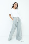 PANTALONE FELPA LARGO CON PIEGA GRIGIO