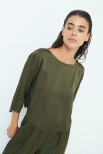 TOP SCATOLETTA RASO VERDE MILITARE