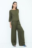 TOP SCATOLETTA RASO VERDE MILITARE