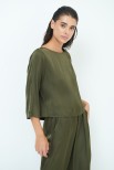 TOP SCATOLETTA RASO VERDE MILITARE