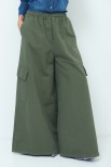 PANTALONE LARGO CON TASCONI ELASTICO VERDE MILITARE