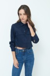 CAMICIA CROP TASCHE BLU