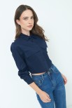 CAMICIA CROP TASCHE BLU