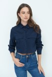 CAMICIA CROP TASCHE BLU