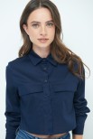 CAMICIA CROP TASCHE BLU