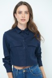 CAMICIA CROP TASCHE BLU