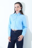 CAMICIA CROP TASCHE CELESTE