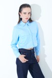 CAMICIA CROP TASCHE CELESTE