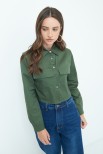 CAMICIA CROP TASCHE VERDE MILITARE