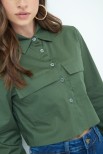 CAMICIA CROP TASCHE VERDE MILITARE