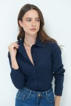 CAMICIA SLIM CON PINCES BLU