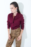 CAMICIA SLIM CON PINCES VINO