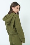 FELPA CROP CON CAPPUCCIO VERDE MILITARE