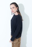 MAGLIA OVER CON PROFILI GEORGETTE NERO