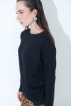 MAGLIA OVER CON PROFILI GEORGETTE NERO