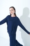 MAGLIA OVER CON PROFILI GEORGETTE BLU