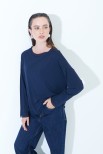 MAGLIA OVER CON PROFILI GEORGETTE BLU