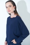 MAGLIA OVER CON PROFILI GEORGETTE BLU