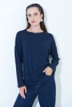 MAGLIA OVER CON PROFILI GEORGETTE BLU