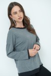 MAGLIA OVER CON PROFILI GEORGETTE GRIGIO