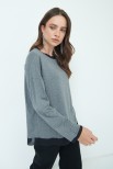 MAGLIA OVER CON PROFILI GEORGETTE GRIGIO