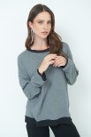 MAGLIA OVER CON PROFILI GEORGETTE GRIGIO