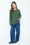 MAGLIA OVER CON PROFILI GEORGETTE VERDE MILITARE