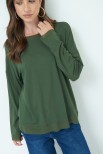 MAGLIA OVER CON PROFILI GEORGETTE VERDE MILITARE