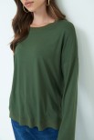 MAGLIA OVER CON PROFILI GEORGETTE VERDE MILITARE