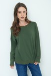 MAGLIA OVER CON PROFILI GEORGETTE VERDE MILITARE