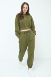 PANTALONE FELPA CON BANDA LATERALE VERDE MILITARE