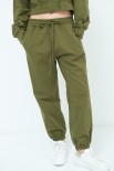 PANTALONE FELPA CON BANDA LATERALE VERDE MILITARE