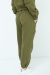 PANTALONE FELPA CON BANDA LATERALE VERDE MILITARE