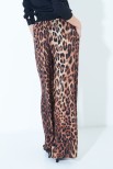 PANTALONE CON ELASTICO VITA A CONTRASTO STAMPA LEOPARDATO