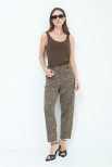 PANTALONE CARROT JACQUARD MACULATO BEIGE